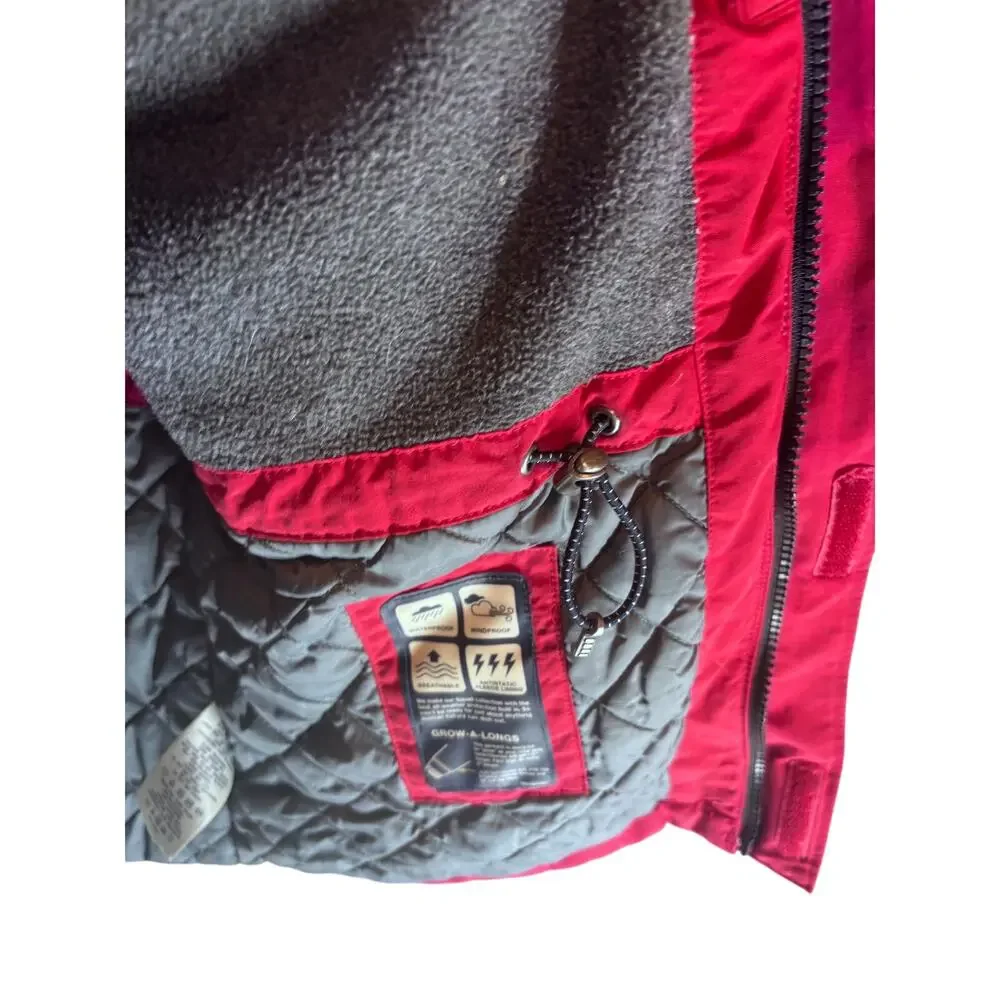 Lands' End Squall Jacket Kids 10–12 Red Black Waterproof Fleece Lined Insulated